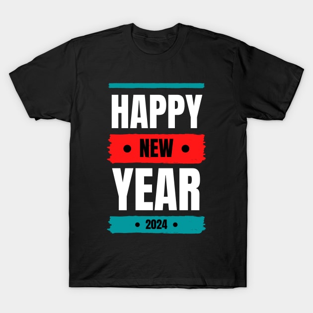 Bold Beginnings: Happy New Year 2024 Apparel T-Shirt by ArtisticNomi